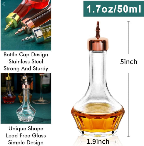 SuproBarware Bitters Bottle Set - Glass Dash Bottle with Dasher Top, 1.7oz Professional Bar Tool for Cocktail, Home Bar