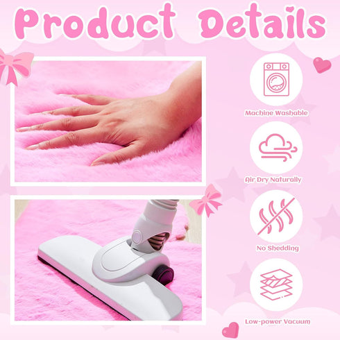 23.6 35.4 Inch Tinideya Butterfly Rugs for Girls Bedroom Cute Bright Pink Butterfly Area Rug with Serged Edge Soft Faux