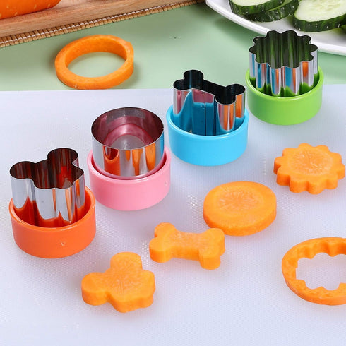 24 pcs Vegetable Cutter Shapes Sets - Cookie Cutters, Fruit Stamps Mold with 20 pcs Food Picks and Forks for Kids