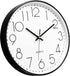 Foxtop 12 Inch Black Wall Clock, Silent Non Ticking Quartz Battery Operated Round Clock for Home Office Decor