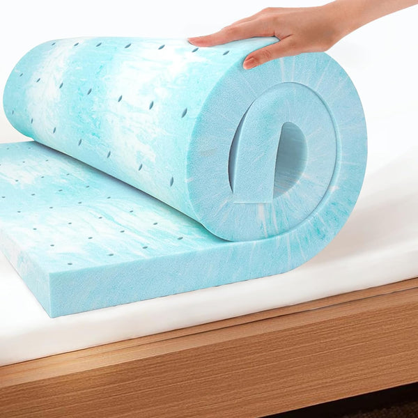 EGO Topper 2 Inch Twin Memory Foam Mattress Topper - Cooling Gel Foam for Pressure Relief, Ventilated Design Bed Topper