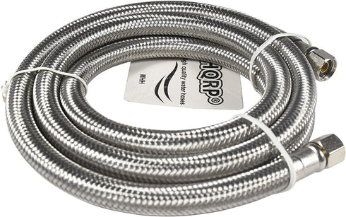 HQRP 2-Pack Universal Premium Braided Stainless Steel Refrigerators/Ice Makers Hoses, 6-Foot