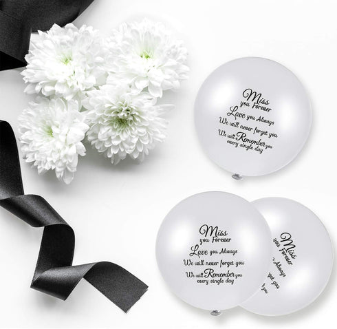 Gejoy 60 Pieces White Memorial Balloons for Funeral, Helium Remembrance Release, Memorial Day Services, Condolence,