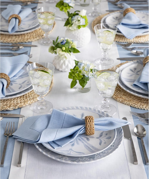 Solino Home Linen White Table Runner - 72 Inches Long, 100% Pure Linen Hemstitch 14 x 72 Inch for Dining