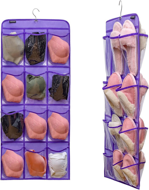 Dual Sided Hanging Shoe Organizer for Closet with Rotating Hanger Hanging Shoe