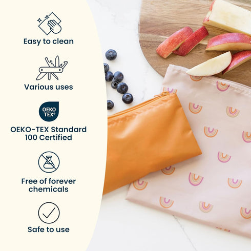 5 Pack Tiny Twinkle Reusable Snack Bags - Machine Washable, PFAS, PVC, BPA, Phthalate-Free Reusable Baby and Toddler