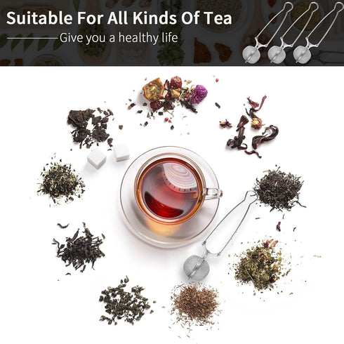 Exptolii 3 Pack Snap Ball Tea Strainer, Stainless Steel Tea Infuser Filter with Handle for Loose Leaf Tea, Spices