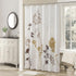 Cream Fabric Shower Curtain - Waterproof Floral Leaves Polyester Fabric, Plants Printed Shower Curtains for Bathroom,