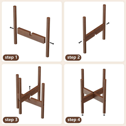 10 Inch ALIGADO Bamboo Plant Stand Indoor, for Up to Pots, Built to Fit Corners, Sturdy & Stable Design, Walnut Finish