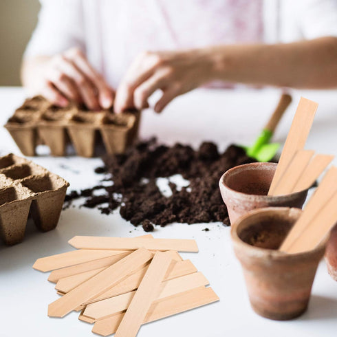 Whaline 50Pcs Wooden Plant Labels with Marker Pen, Eco-Friendly Garden Markers for Seed Potted Herbs