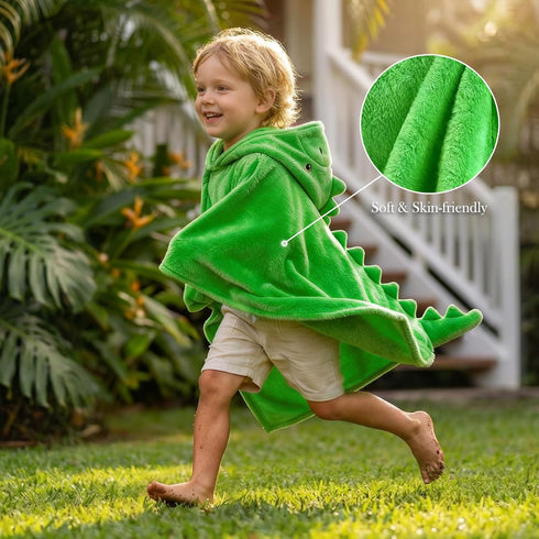 50"x30" 3-12 Hiturbo Kids Dinosaur Hooded Bath Towel: Super Soft Fleece Toddler Towel Wrap - Pool Beach Towels Swim
