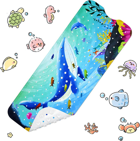 Vanleonet Baby Bath Mat for Tub for Kids, 40''x16'' Extra Long Bathtub