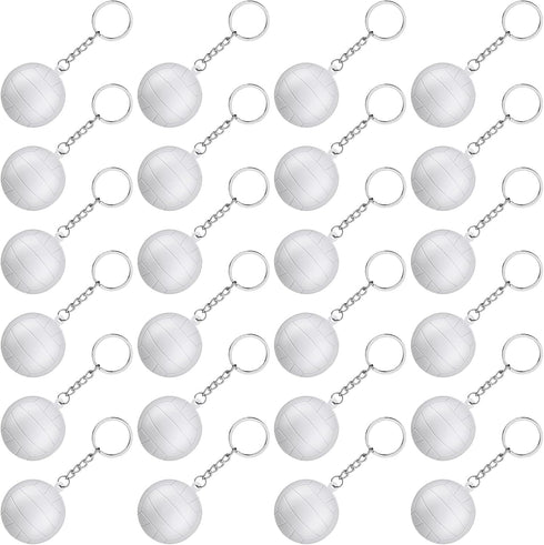 24 Pack White Volleyball Keychains, Mini Foam Volleyball Keychain Sport Party Favors, School Carnival Rewards