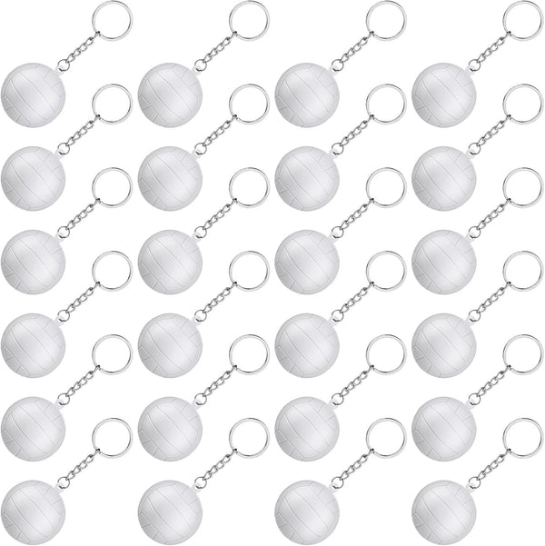 24 Pack White Volleyball Keychains, Mini Foam Volleyball Keychain Sport Party Favors, School Carnival Rewards
