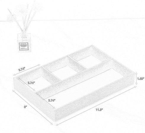 Desktop Storage Organizer, Nightstand or Dresser Organizer, Valet Tray with 4 Compartments, PU Leather, Pearl White