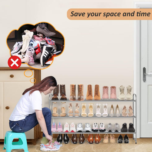 3 Closet 24 MISSLO Long Tier Shoe Rack for Shoe Organizer Storage Stackable Wide Shoe Shelf Holds Pairs of Men