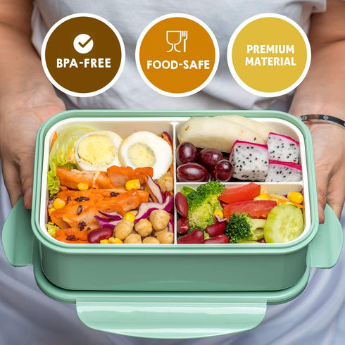 LOVINA Bento Boxes for Adults - 1100 ML Lunch Box for Kids with Spoon & Fork, BPA-Free Materials