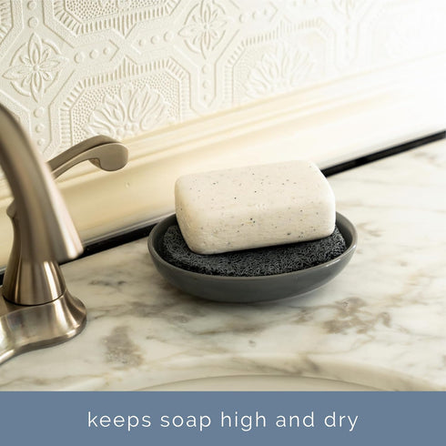 4 Pack, 2.9 inches 4.4 inches S&T INC. Bar Soap Holder for Kitchen, Bathroom, and Soap Dish, Dark Grey, by