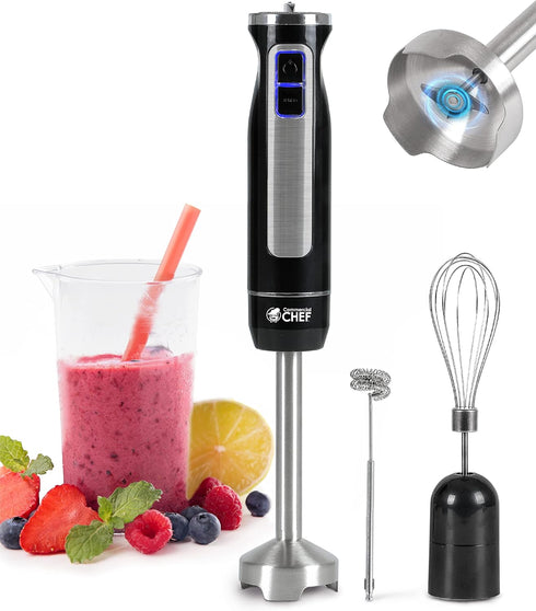 COMMERCIAL CHEF Immersion Blender, Multi-Purpose Hand Blender with Stainless Steel Blade, Handheld Mixer with 8 Speed