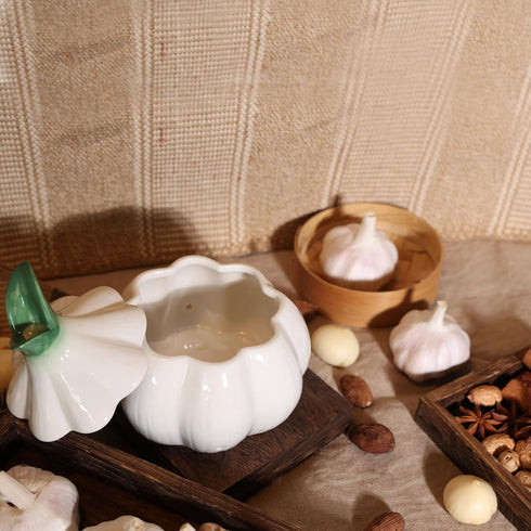 TOIVO Counterwith Garlic Keeper for Lid and Holes GarlicSaver,Garlic Holder Storage Container toKeep (white)
