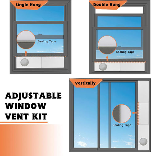 GCGOODS Dryer Vent Window Kit for 4 Inch Dryer Hose, Adjustable Kit with Cover and Universal Sealing Panels