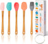 KSENDALO Small Spatulas for Kitchen Use - Silicone Mini Spatula with Bamboo Handle, Colorful