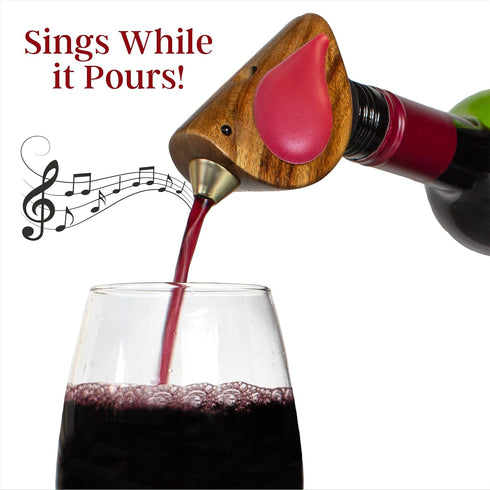 Songbird Specialties Wine Bottle Pourer, Fun Wine Pourer Spout Sings While It Pours, Airtight Wine Bottle Sealer