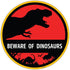 Venicor Beware of Dinosaur Sign - 12 x 12 Inches Aluminum, T Rex Room Decor for Boys, Keep Out Warning Metal Wall Art