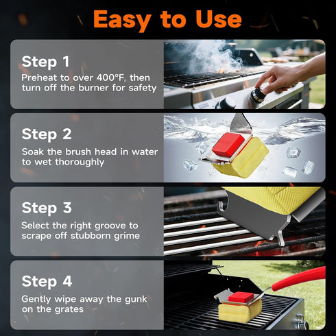 Bristle Free Grill Brush with Scraper for Outdoor Grill Cleaning, Safe Steam BBQ Grill Cleaner, Replaceable Head