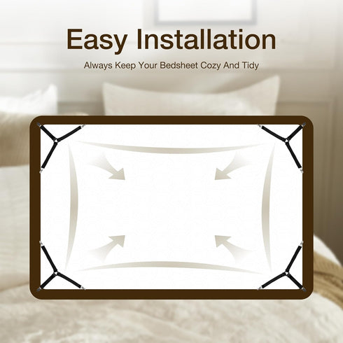 JELLYMONI Adjustable Bed Sheet Straps, Elastic Fasteners with Metal Clips, Fitted Holders for Mattress Cover, Sofa