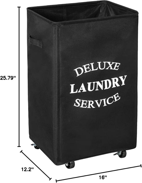 90L WOWLIVE Large Rolling Laundry Basket Wheels Collapsible Tall Laundry Hamper Handle Foldable Dirty Clothing Basket