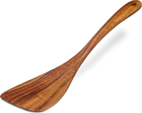 Handmade Acacia Wood Nonstick Turner Spatula | Long Handle Flat Frying Spatulas for Cooking Eggs, Fish, Pancakes