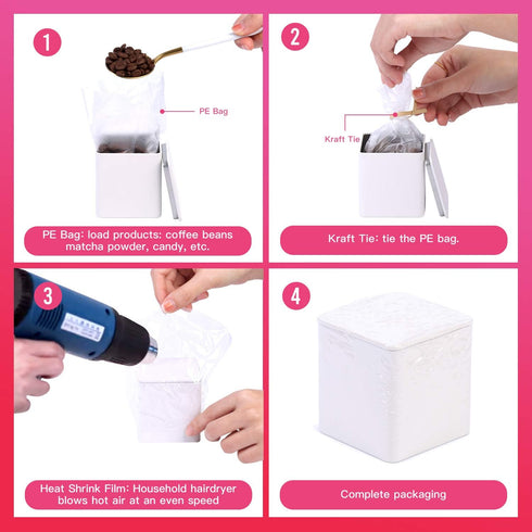 Tianhui Square Tin Can Empty Cube Steel Box Storage Container Kit 65mm Series for Treats, Gifts, Loose Tea, Crafts