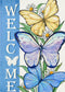 Welcome Spring Summer Butterfly Decorative Garden Flag, Daisy Flowers Floral Blue, Double Sided 12 x 18.