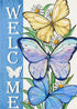 Welcome Spring Summer Butterfly Decorative Garden Flag, Daisy Flowers Floral Blue, Double Sided 12 x 18.