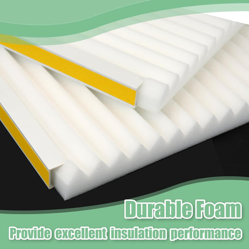 Window Air Conditioner Foam Insulating Panels, Indoor Cover for Summer & Winter, Block Draft, 2 Pack (White, 17"H x