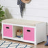 Fabric Storage Bins Cube, 11x11x11 Fabric Cubby Organizer Baskets with Handle, Set of 2 Foldable Storage Boxes (Pink)