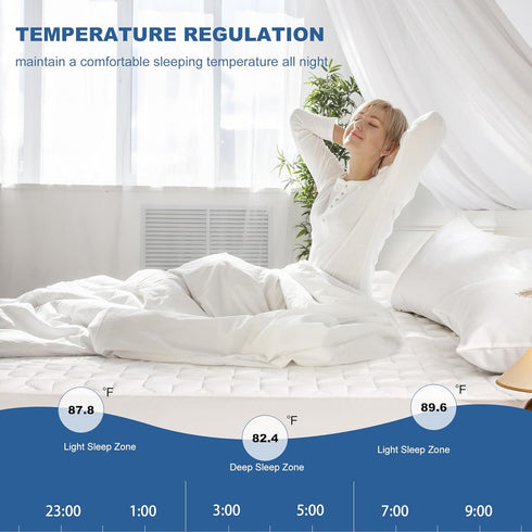 3D 6-26 inches GRT Waterproof Mattress Protector Queen, Rayon Bamboo Mattress Protector Cooling Breathable, Air Fabric