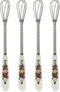Verdental 4 Pieces 7 Inches Small Stainless Steel Whisks with Flower Shape Ceramic Handle, Tiny Balloon Whisk