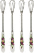 Verdental 4 Pieces 7 Inches Small Stainless Steel Whisks with Flower Shape Ceramic Handle, Tiny Balloon Whisk