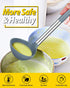 Pack of 2 Silicone Ladle Spoon, Large Non Stick Kitchen Utensils for Cooking, Stirring, Serving Soups (GREY-BLUE)