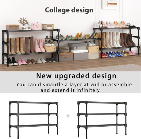 5 Closet SAN HE Long Shoe Rack-Shoe Organizer Tier Shoe Rack for Front Door Entryway Garage, Stackable Free Standing