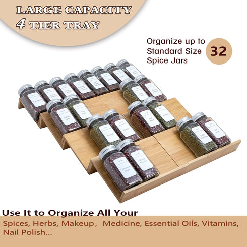Angimio 8 Set- 7" 14" (7" 14") Bamboo Spice Rack Drawer Organizer - Pieces Wide Per Piece - Combine Pieces Into Wide