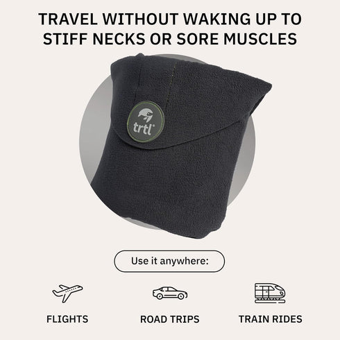 trtl Pillow - Super Soft Neck Support Travel Pillow - Scientifically Proven, Machine Washable - Grey
