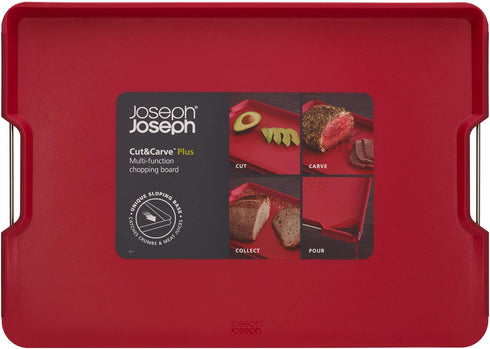 Joseph Joseph Cut&Carve Plus Multi-Function Cutting Board, X-Large, Red