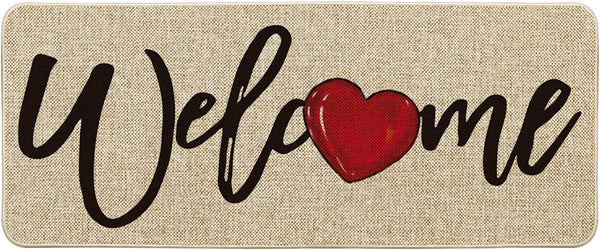 Artoid Mode Welcome Love Heart Valentine's Day Doormat, Home Decor Low-Profile Runner