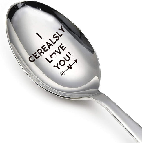 I Cerealsly Love You - Funny Engraved Stainless Steel Spoon, Gift for Couples, Valentine's Day