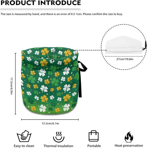 Lucky Leaf Print Tea Cozy for Teapots, St. Patrick's Day Insulated Dust Cover for Home Kitchen Decoration