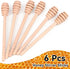AUGHOA 6 6 Inch Pcs Wooden Honey Spoon Mixing Stirrer, Honey Dipper Sticks, Honey Comb Sticks for Bridal Shower Baby