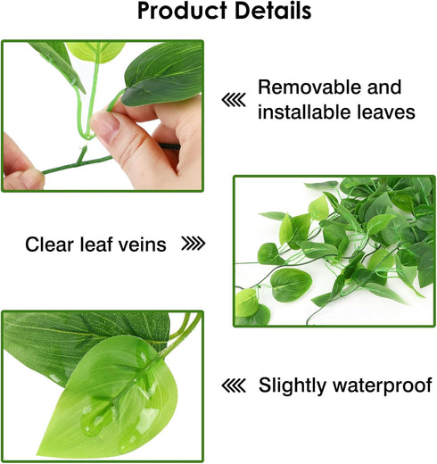 Whonline 4pcs Fake Plants Hanging - Artificial Vines Fake Pothos 3.6FT for Indoor Outdoor Living Room Decor (No Baskets)
